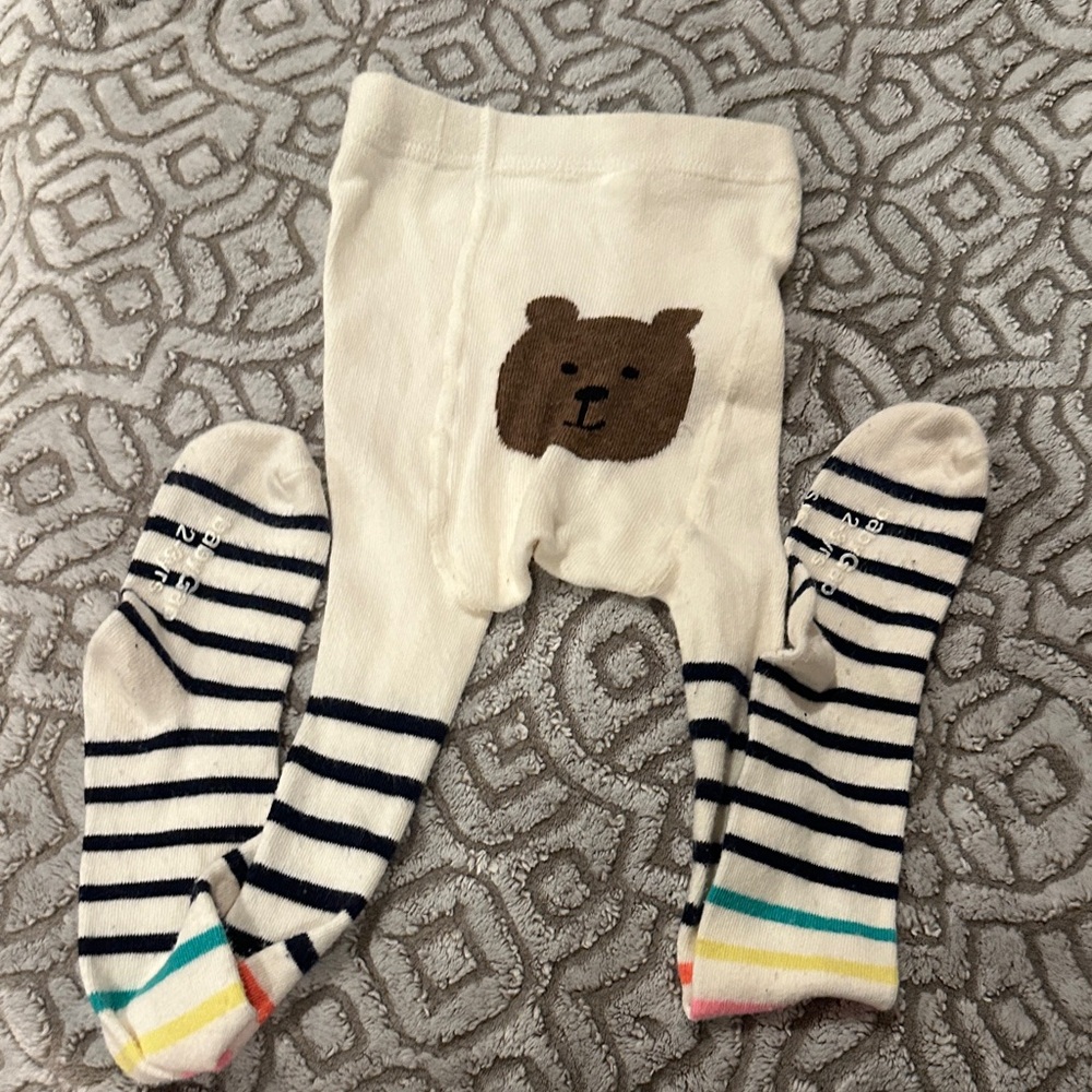 GAP Navy and Cream Striped tights/leggings 2-3T